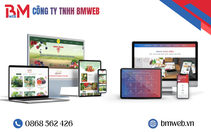 Giao diện website của BM Web làm được hiển thị trên nhiều giao diện